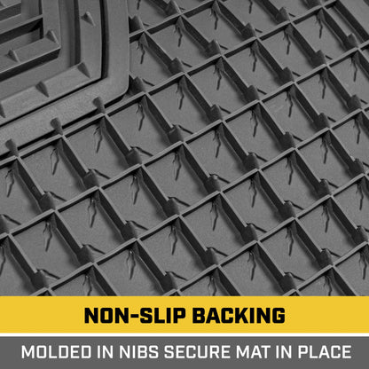 CAT 4-Stück Zwei-Tone Metallic-Look Front Floor Matts und Hintere Bodenmatten - Heavy Duty, All Weather, Trimm to Fit