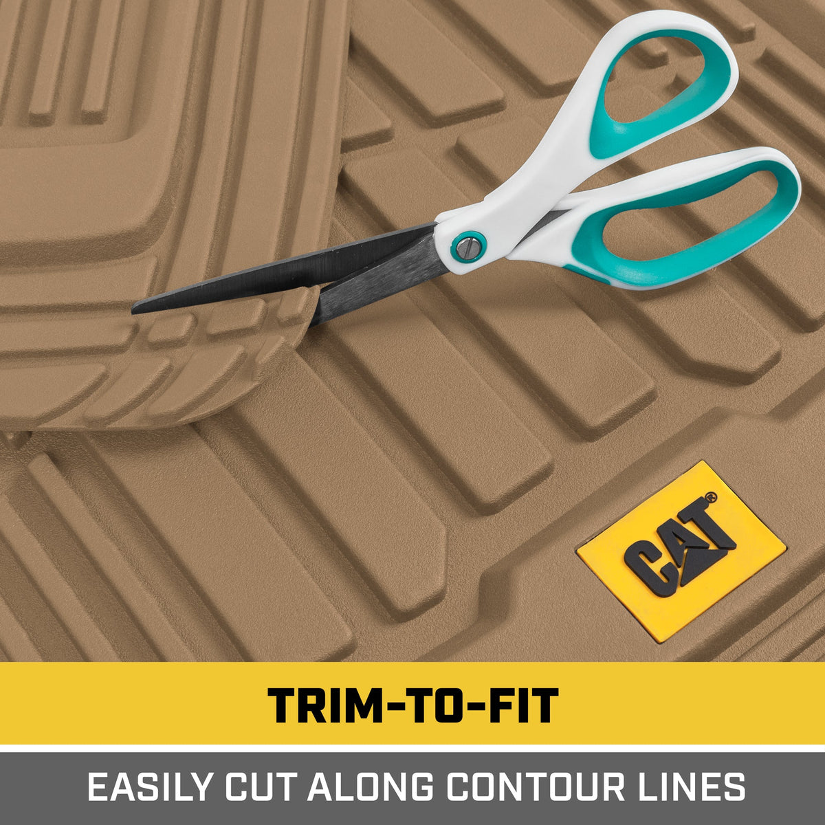 CAT 3-Stück ToughRide Gummi Vorderbodenmatten und hintere Bodenmatten - Heavy Duty, All Weather, Trimmen Sie, um zu passen