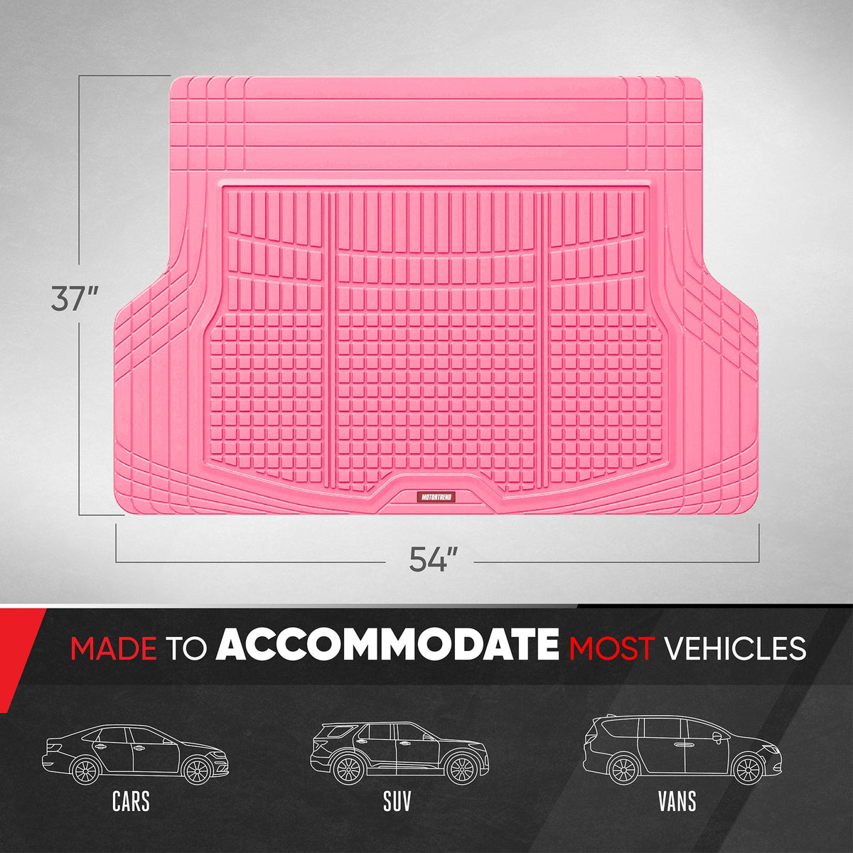 Motor Trend FlexTough Rear Cargo Mat – Heavy-Duty Trimmable Car Trunk Mat für die Rückseite des SUV, Universal Rear Cargo Liner für SUV, Flexible Trunk Liner, Automotive Floor Mats & Cargo Liners (Pink)