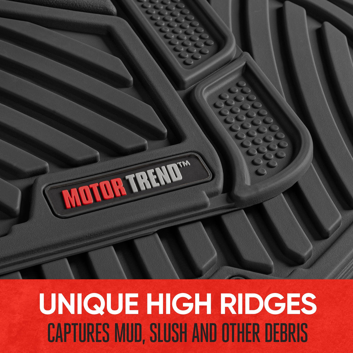 MotorTrend 4-Piece FlexTough Performance Deep Channel Front Floor Mat, Rear Floor Mat und Trunk / Cargo Mat - Heavy Duty, All Weather, Trim to Fit