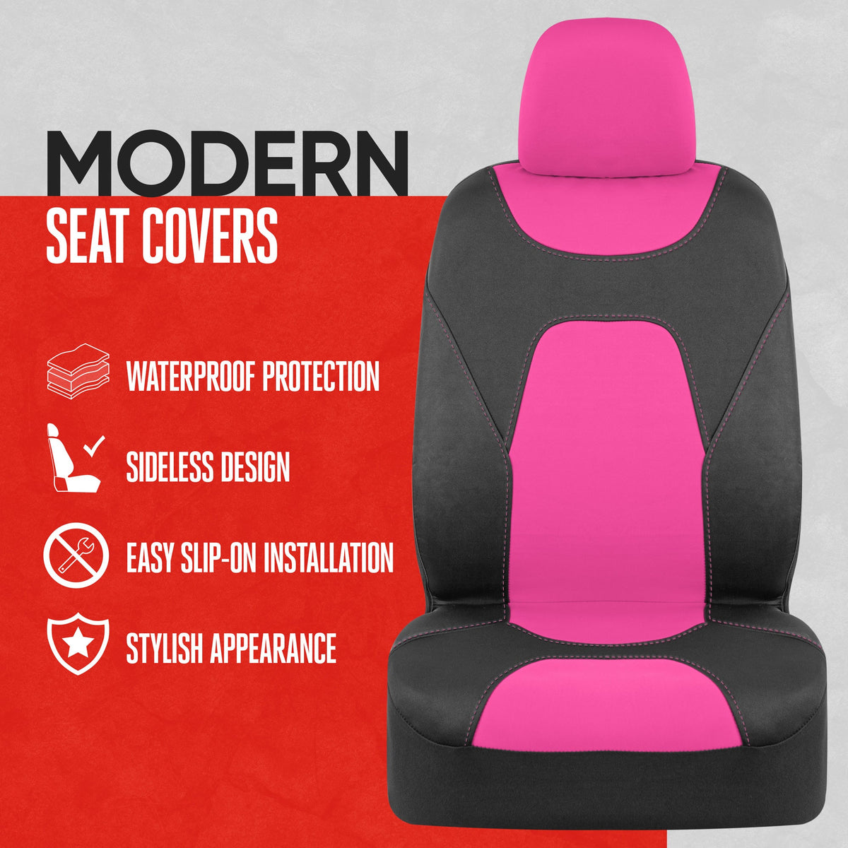 MotorTrend 2-Pack AquaShield Wasserdicht Zwei-Tone Neopren-Vordersitzabdeckungen