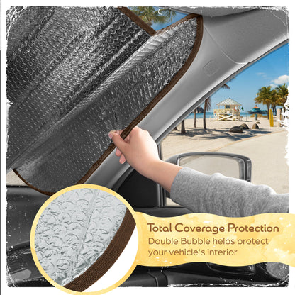 C&C Orange Floral Car Windschutzscheibe Sonnenschutz - Sun Visor SunShade für Auto-Windschutzscheibe - Fensterschirme für Autos, SUV & Truck - Dash Cover UV-Schutz für Front-Fensterschutz Zubehör - 57' x 27'
