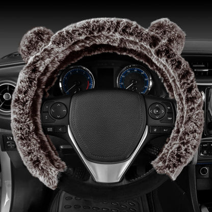 BDK Fur Lenkrad Abdeckung, Plüsch Faux Fur Fuzzy Lenkung Abdeckung für PKW Van SUV, Standardgröße passt Räder 14,5-15 im Durchmesser (Mehrere Farben und Stile)