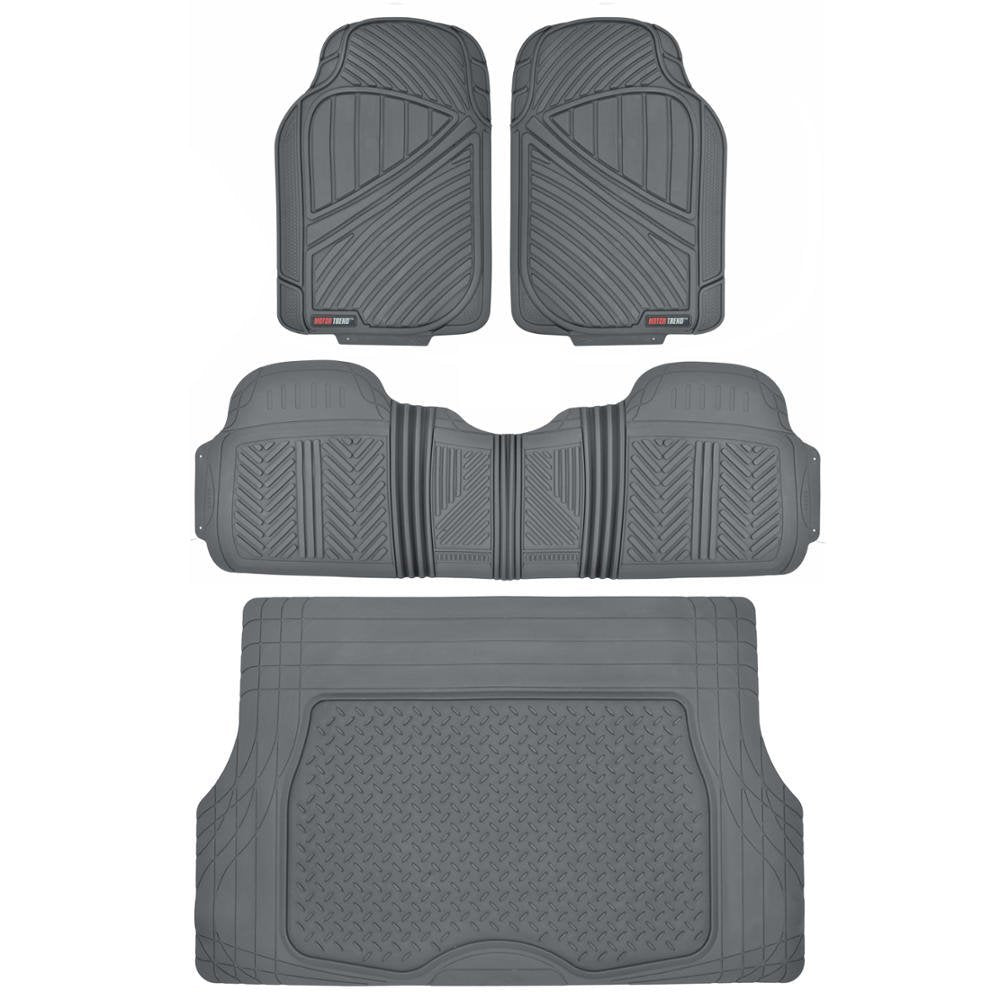 MotorTrend 4-Piece FlexTough Performance Deep Channel Front Floor Mat, Rear Floor Mat und Trunk / Cargo Mat - Heavy Duty, All Weather, Trim to Fit