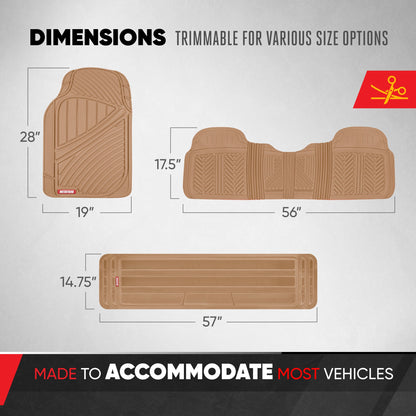 MotorTrend 4-Piece 3-Rows Extra-High Ridgeline Vorderbodenmatten, Mittelbodenmatte und Hinterbodenmatte