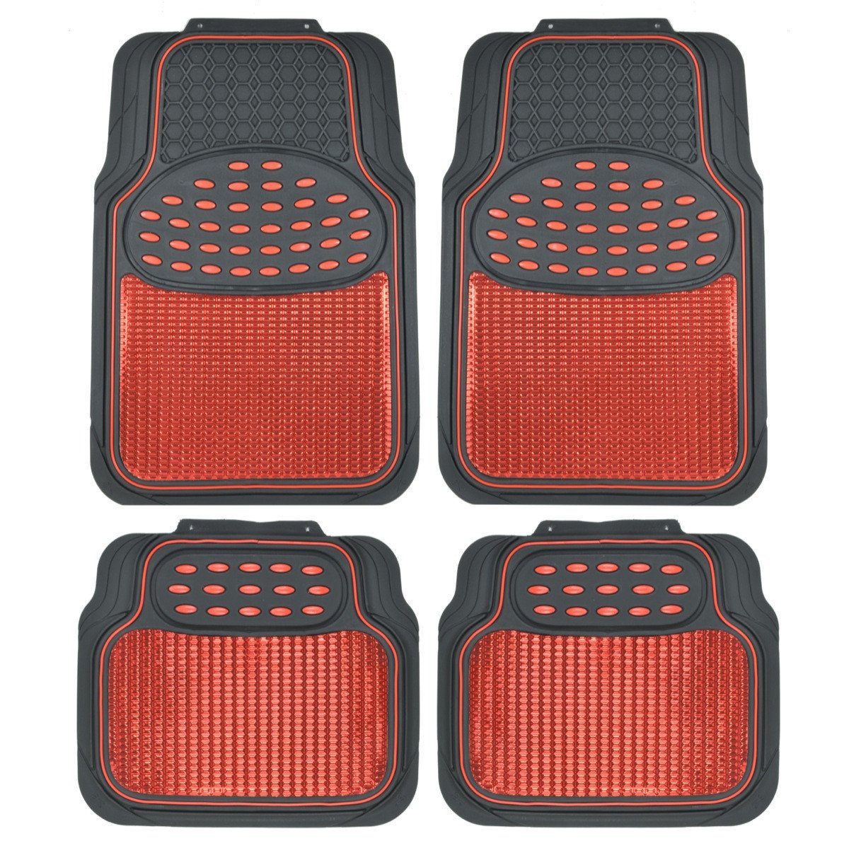 BDK 4-Piece-zentrierte gedämpfte Griff Pad Vorderbodenmatten und hintere Bodenmatten - Heavy Duty, All Weather, Trimmen Sie, um zu passen