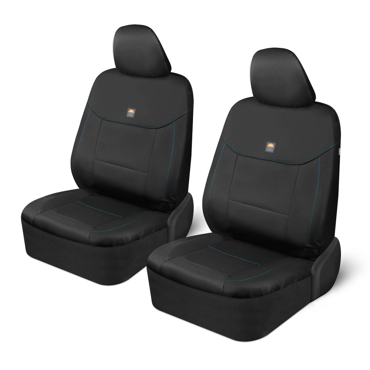 C&C Napa Ledertasche 2 Vordersitze - Faux Leder Auto Sitzprotektoren für Autos & LKW - UV-resistent, leicht zu reinigen, semi-universal fit - Stilvolles Küstendesign für Sommer Auto Interior Upgrade