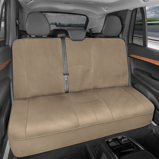 Motor Trend SpillGuard Wasserdichter Hintersitz Bench Car Seat Cover, All Beige Stitching - Split Bench Rear Seat Protector mit Neopren-Padding, Rücksitzbezug für Kinder & Hunde, Auto-Innenraumbezüge
