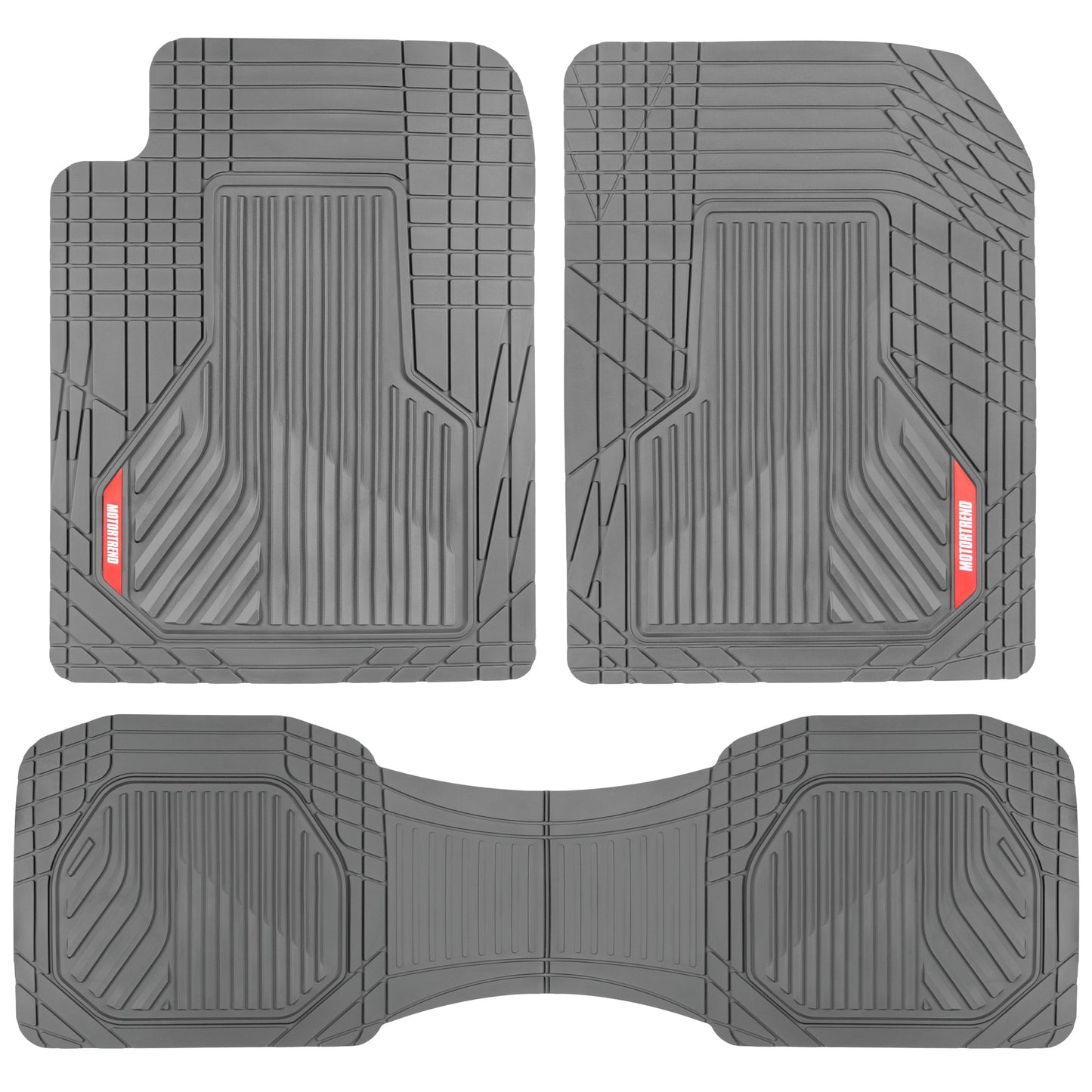 MotorTrend 3-Piece Raised Ridge Multi-Channel Front Floor Matts und Rear Floor Mat - Heavy Duty, All Weather, Trim to Fit