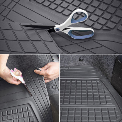 MotorTrend FlexTough Square Groove Trunk / Cargo Liner Mat - Heavy Duty, All Weather, Trim to Fit (54' x 37')