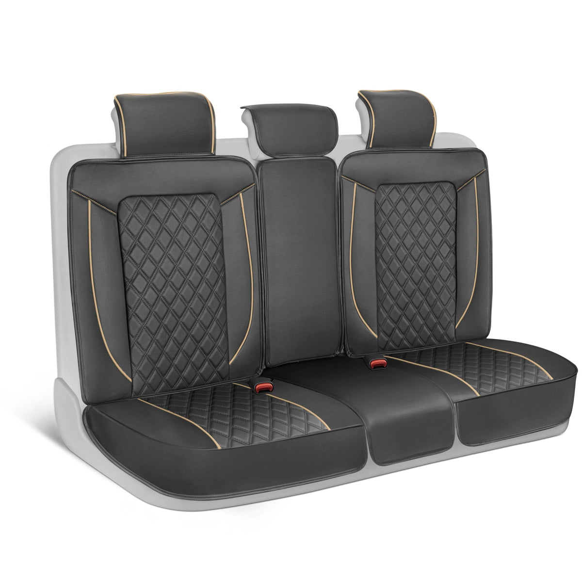MotorBox 7-teilige Prestige Edition Premium Faux Leather Diamond Stitched Cushion Rücksitzbezüge