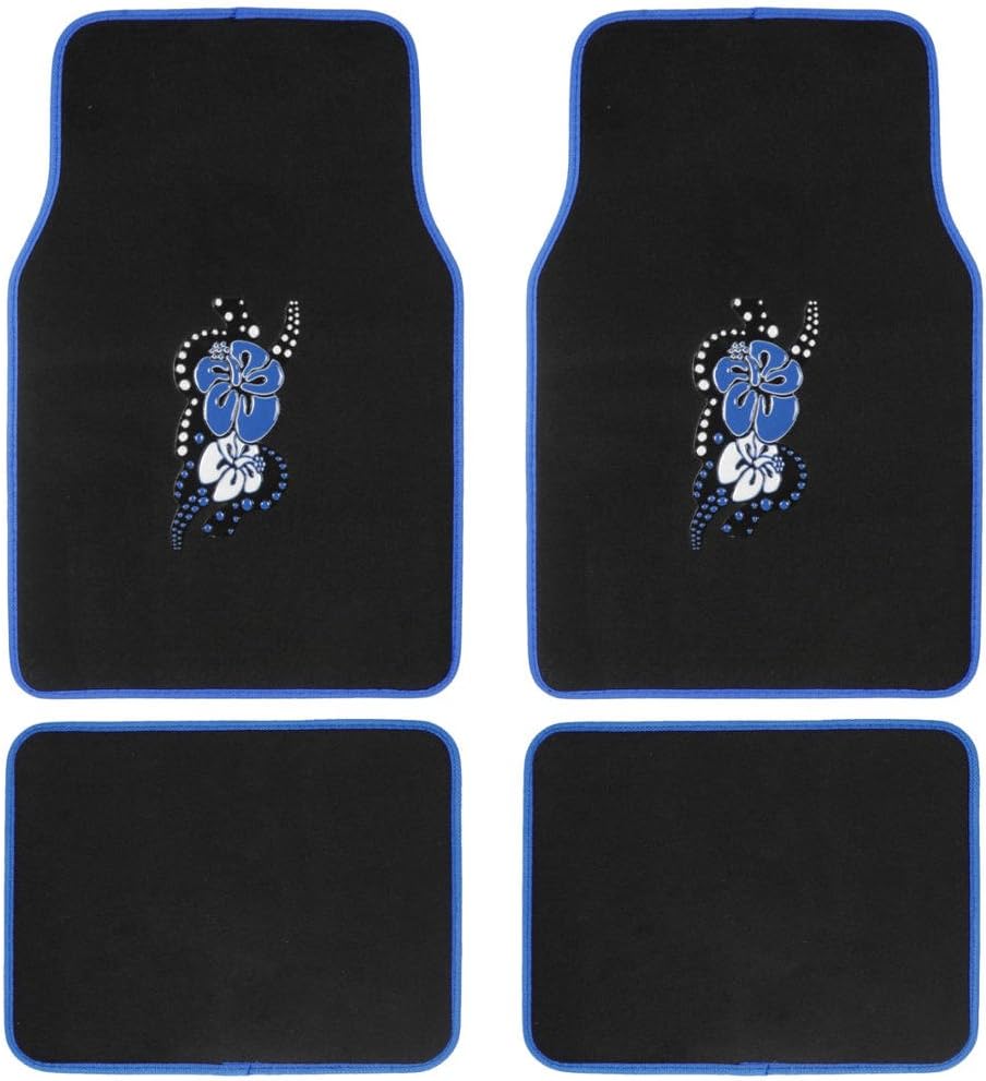 BDK Design Teppich Auto Bodenmatten Vorder- und Hinterbau mit Gummirücken-Universalsitz, 4 Stück Set (Mehrere Designs)