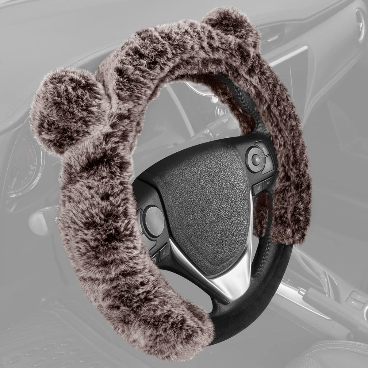 BDK Fur Lenkrad Abdeckung, Plüsch Faux Fur Fuzzy Lenkung Abdeckung für PKW Van SUV, Standardgröße passt Räder 14,5-15 im Durchmesser (Mehrere Farben und Stile)