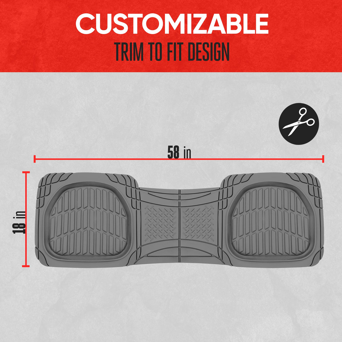 MotorTrend PRO920 Deep Dish Rear Floor Matts - Heavy Duty, All Weather, Trimm to Fit