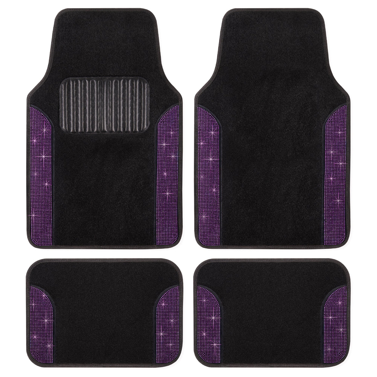Carbella 4-Piece Diamond Bling Vorderbodenmatten und Hinterbodenmatten - Purpur