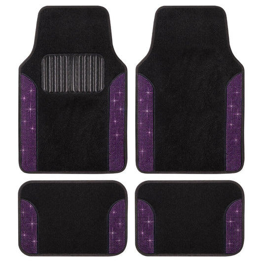 Carbella 4-Piece Diamond Bling Vorderbodenmatten und Hinterbodenmatten - Purpur
