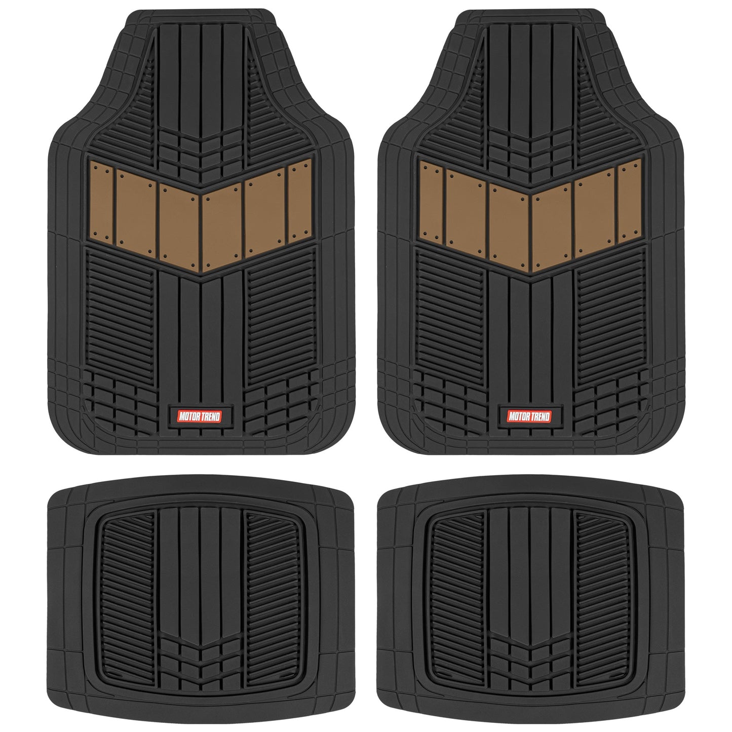 MotorTrend 4-Piece DualFlex Deep Drainage Kanäle Vorderbodenmatten und Hinterbodenmatten - Heavy Duty, All Weather, Trimmen Sie, um zu passen