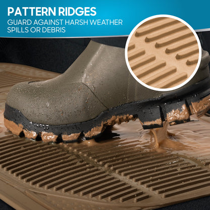 BDK 3-Piece Square Heel Pads Vorderbodenmatten und Hinterbodenmatten - Heavy Duty, All Weather, Trimmen Sie, um zu passen