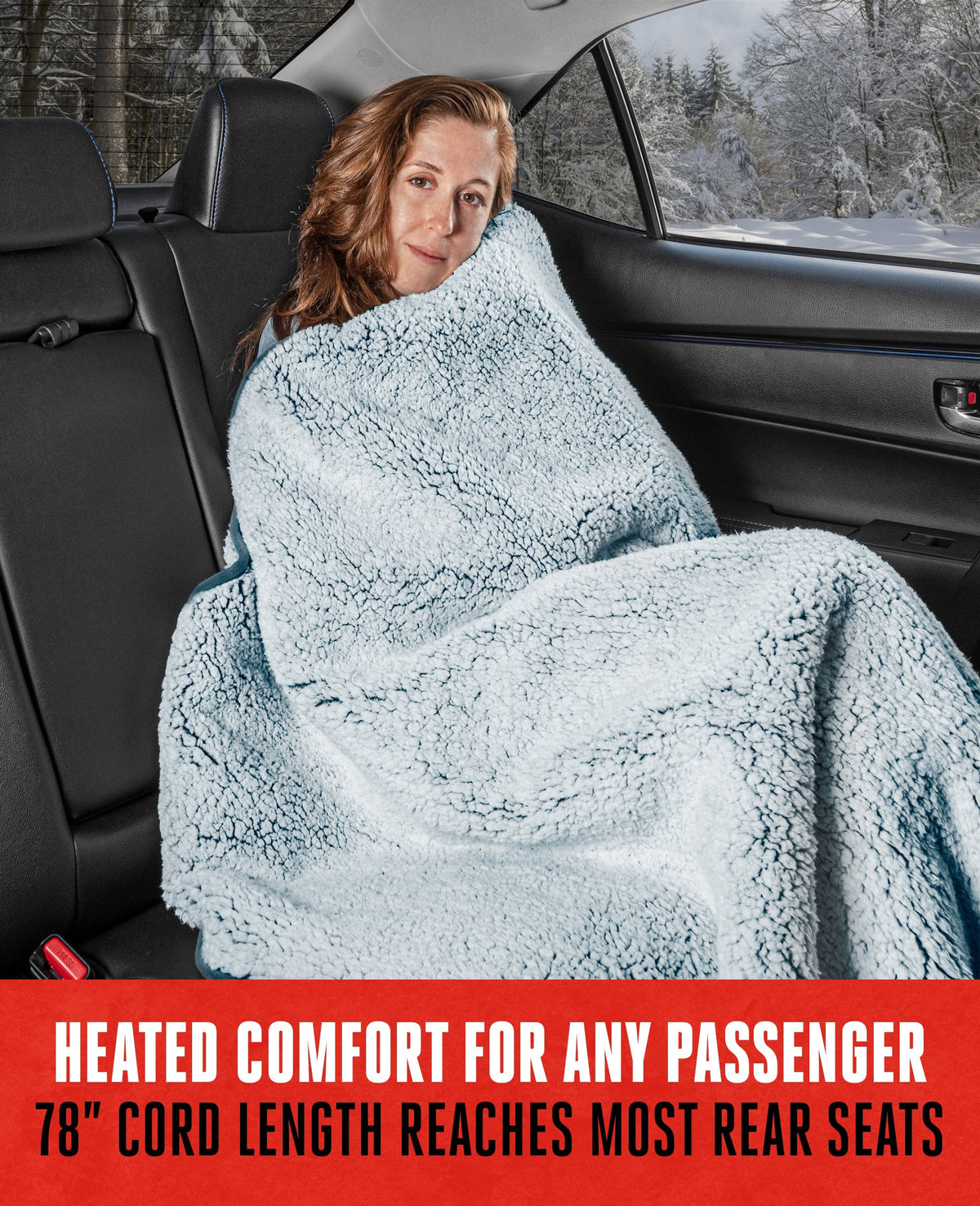 MotorTrend 12v Beheizte Plüsch-Fleece-Decke für Autos, SUVs, LKWs, Vans, mit 9v-Stecker (58' x 42')