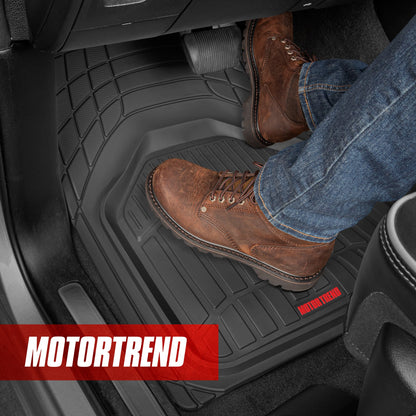MotorTrend 3-Stück FlexTough Defender Vorderbodenmatten und Hinterbodenmatte - Heavy Duty, All Weather, Trimmen Sie, um zu passen