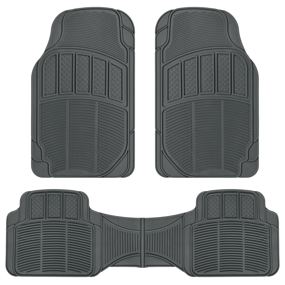BDK 3-Piece Square Heel Pads Vorderbodenmatten und Hinterbodenmatten - Heavy Duty, All Weather, Trimmen Sie, um zu passen