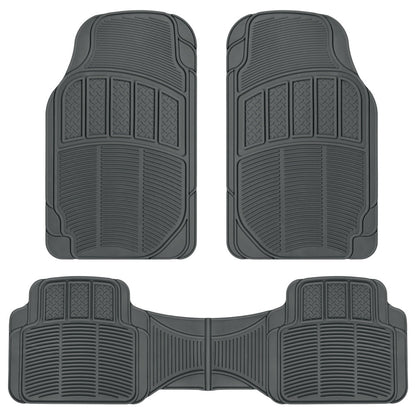 BDK 3-Piece Square Heel Pads Vorderbodenmatten und Hinterbodenmatten - Heavy Duty, All Weather, Trimmen Sie, um zu passen