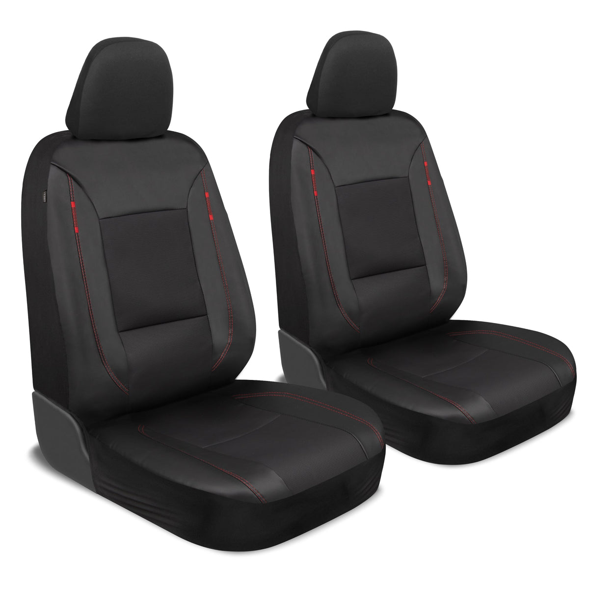 Motor Trend Hex Lederette Sitzbezüge - Universal Fit Front Seat Protector für Autos, LKW, SUVs - Premium Interior Protection, Einfach zu installierendes Auto Upgrade, Black & Red Car Seat Cover