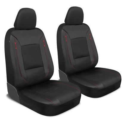 Motor Trend Hex Lederette Sitzbezüge - Universal Fit Front Seat Protector für Autos, LKW, SUVs - Premium Interior Protection, Einfach zu installierendes Auto Upgrade, Black & Red Car Seat Cover