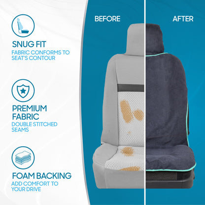 BDK UltraFit Waterpoof Car Seat Towel Cover, Black Trim - Waschbarer Schweißsitz-Protektor, ideal für Fitness-Studio-Surfen-Lauf-Crossfit, passt zu den meisten Auto-LKW Van und SUV (Mehrere Farben)