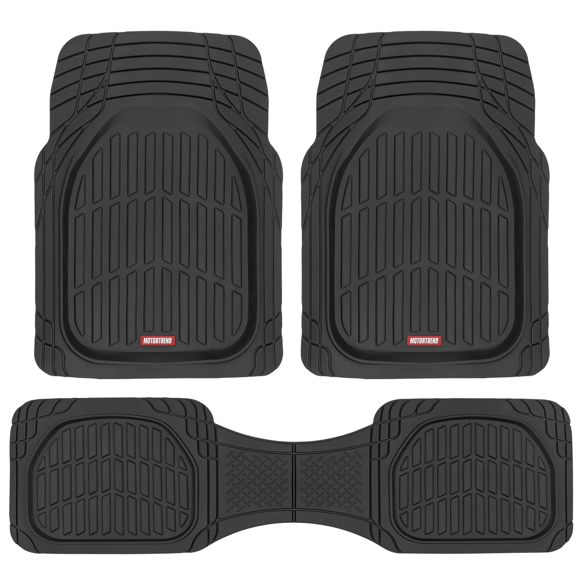 MotorTrend 3-Piece FlexTough Deep Dish Vorderbodenmatten und Hinterbodenmatte - Heavy Duty, All Weather, Trimmen Sie, um zu passen