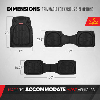 MotorTrend 4-Piece 3-Rows FlexTough Deep Dish Vorderbodenmatten, Mittelbodenmatten und Hinterbodenmatte