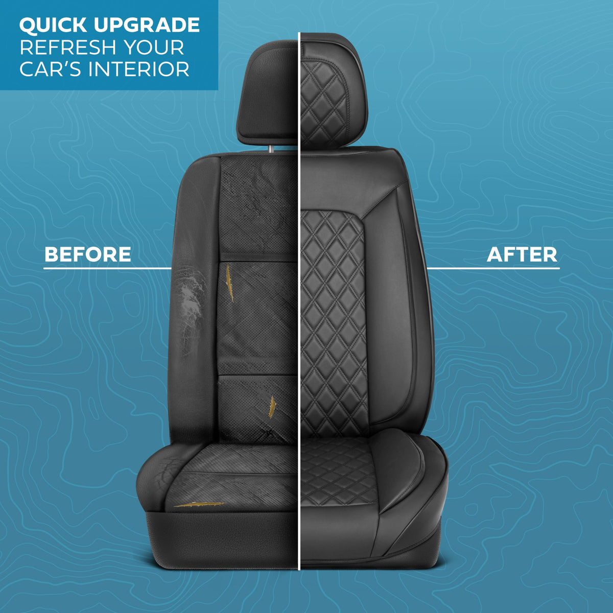 MotorBox Elite Edition Faux Ledersitz Abdeckungen für Autos, LKW und SUV - 2 schwarze Autositz Abdeckungen für Vordersitze - Universal Fit Car Zubehör Automotive Interior Cover Protector für die meisten Fahrzeuge