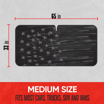 MotorTrend USA Vintage Flag Front Windschutzscheibe Sonnenschirm - Medium (65' x 33')
