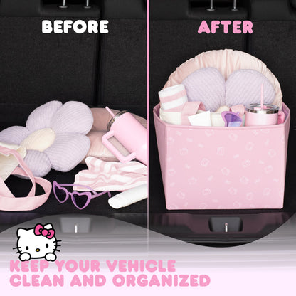 Sanrio Hello Kitty Car Trunk Organizer und Lagerbehälter - Zusammenklappbare einfache Kompartiment bequeme Schwerlast, Fold Up für einfache Aufbewahrungsbox, Automotive Seat Cargo Groceries Tools - 12,5L x 12,5W x 9H