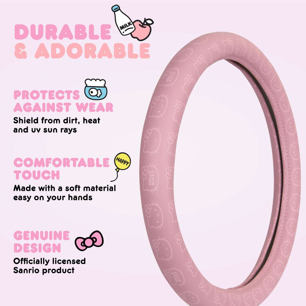 Carbella Sanrio Hello Kitty Pink Lenkrad Abdeckung (Fits 14.5' - 15')