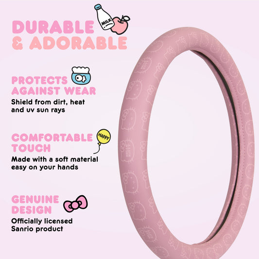 Carbella Sanrio Hello Kitty Pink Lenkrad Abdeckung (Fits 14.5' - 15')