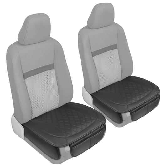 MotorTrend 2-Pack gepolsterte Faux Leather Diamond Nähte Sitzbezüge mit Front Storage Taschen
