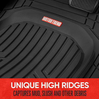 MotorTrend 3-Stück FlexTough Plus Deep Dish Line Rillen Vorderbodenmatten und Hinterbodenmatte - Heavy Duty, All Weather, Trimmen Sie, um zu passen