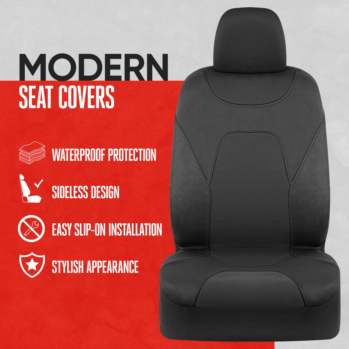 MotorTrend 2-Pack AquaShield Wasserdicht Zwei-Tone Neopren-Vordersitzabdeckungen