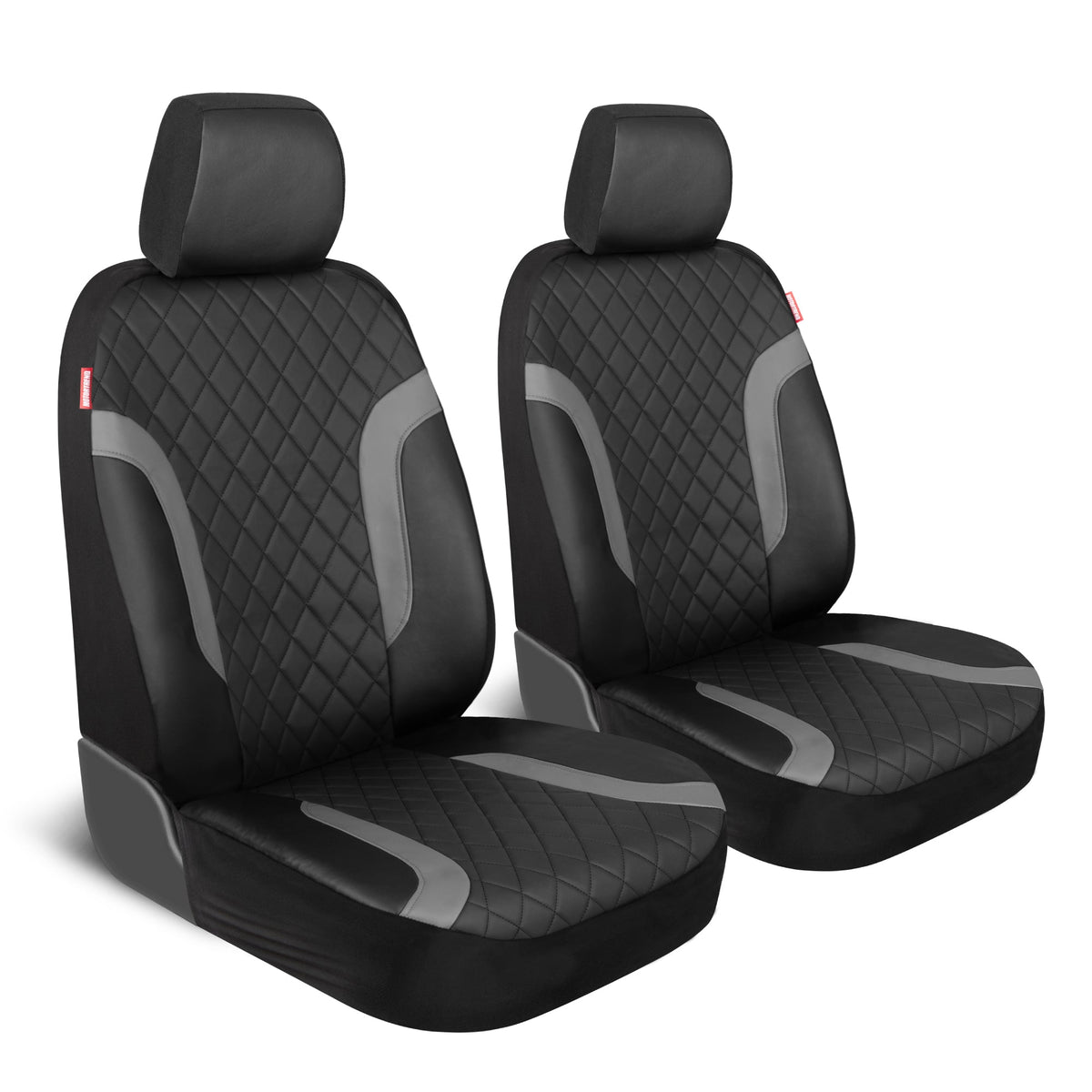 Motor Trend Faux Ledersitzbezüge für LKW, Autos und SUV - Front Black & Gray Autositzbezug - Universal Fit für die meisten Automobile - Forros Para Asientos De Carro - CarSeat-Zubehör