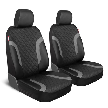 Motor Trend Faux Ledersitzbezüge für LKW, Autos und SUV - Front Black & Gray Autositzbezug - Universal Fit für die meisten Automobile - Forros Para Asientos De Carro - CarSeat-Zubehör