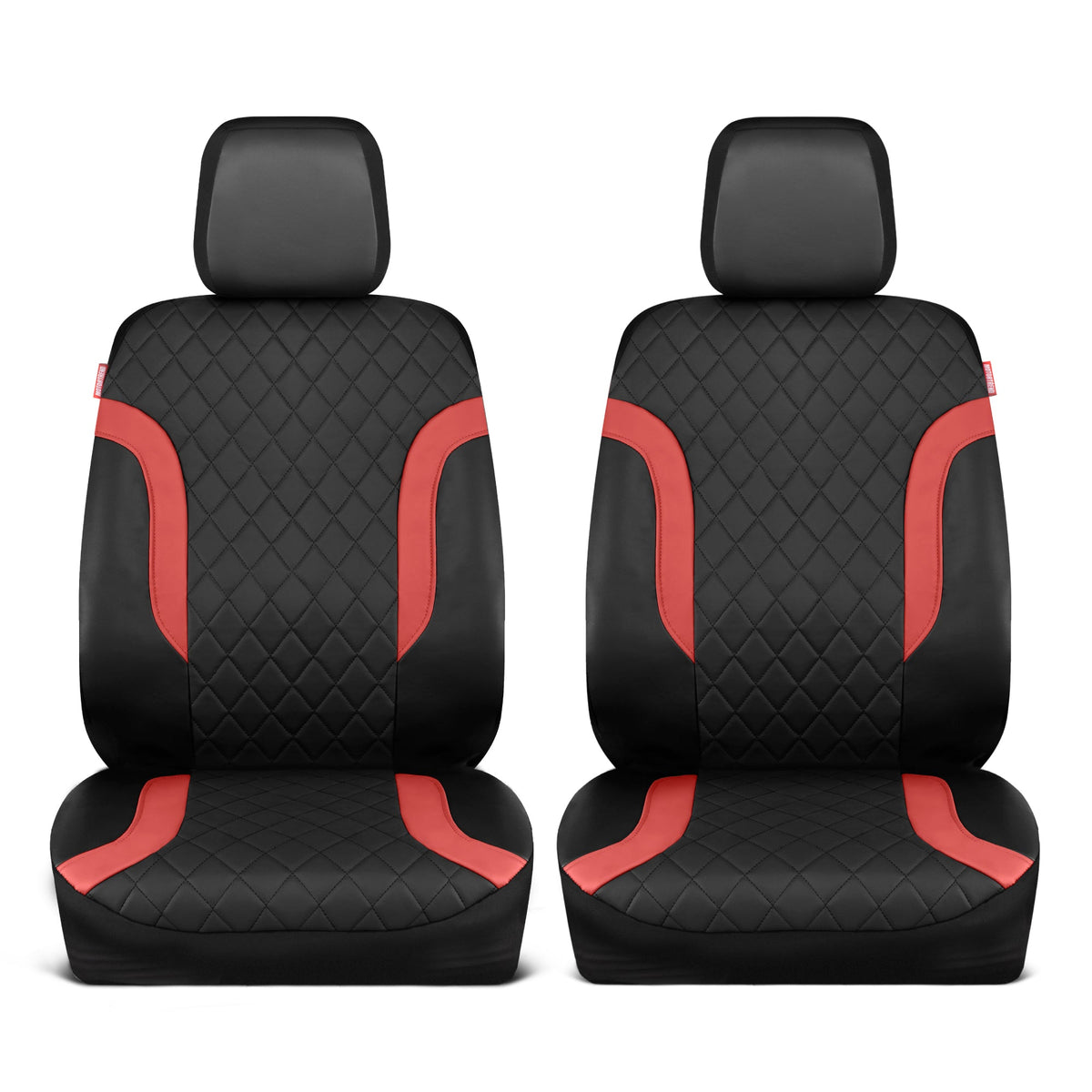 Motor Trend Faux Ledersitzbezüge für LKW, Autos und SUV - Front Black & Red Car Seat Cover Set - Universal Fit für die meisten Automobile - Forros Para Asientos De Carro - CarSeat Cover Zubehör