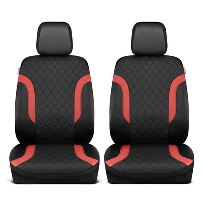 Motor Trend Faux Ledersitzbezüge für LKW, Autos und SUV - Front Black & Red Car Seat Cover Set - Universal Fit für die meisten Automobile - Forros Para Asientos De Carro - CarSeat Cover Zubehör