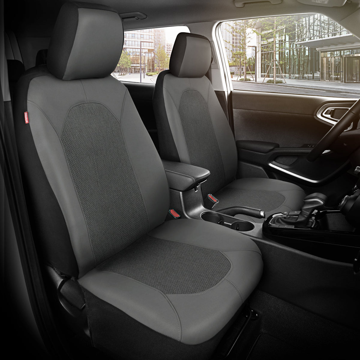 Motor Trend Kohle grau Autositz Abdeckungen Set - 2 Vordersitze - Spill-Proof Neopren CarSeat Cover Protector für Autos - Automotive Interior Car Zubehör für SUV & Kleine LKW - Semi Universal Fit