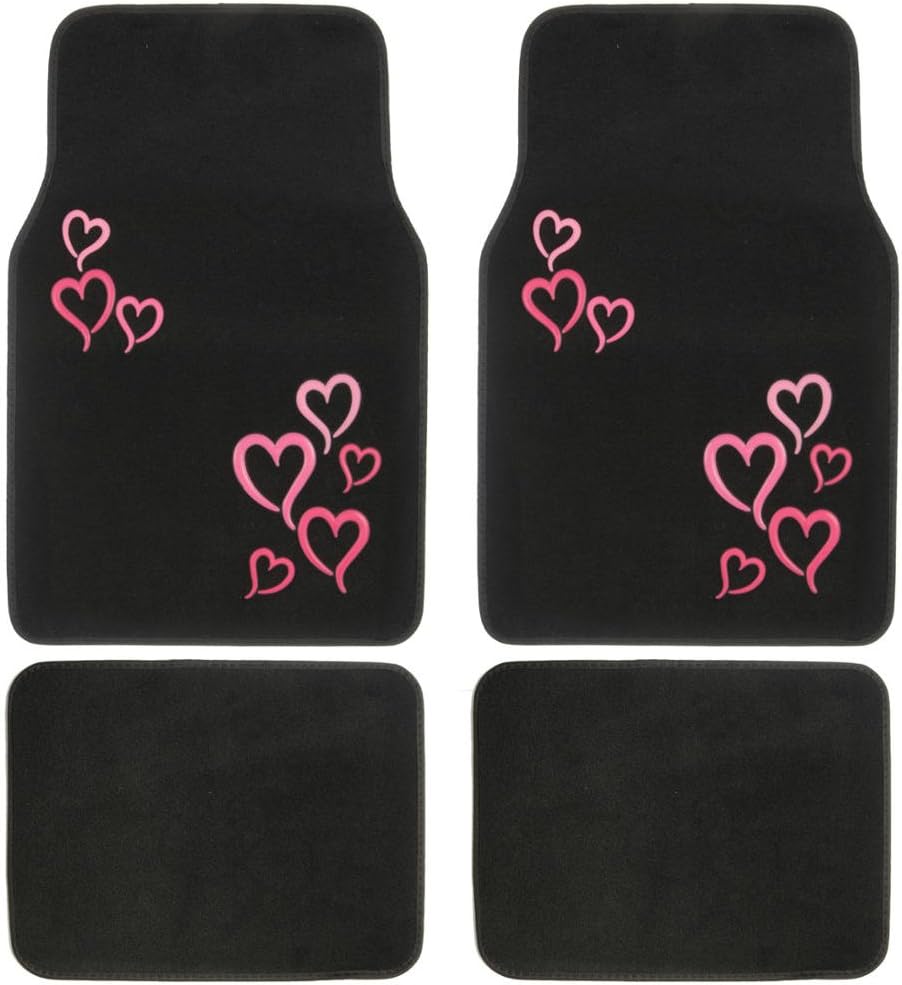 BDK Design Teppich Auto Bodenmatten Vorder- und Hinterbau mit Gummirücken-Universalsitz, 4 Stück Set (Mehrere Designs)