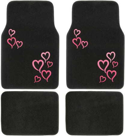 BDK Design Teppich Auto Bodenmatten Vorder- und Hinterbau mit Gummirücken-Universalsitz, 4 Stück Set (Mehrere Designs)