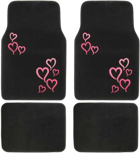 BDK Design Teppich Auto Bodenmatten Vorder- und Hinterbau mit Gummirücken-Universalsitz, 4 Stück Set (Mehrere Designs)