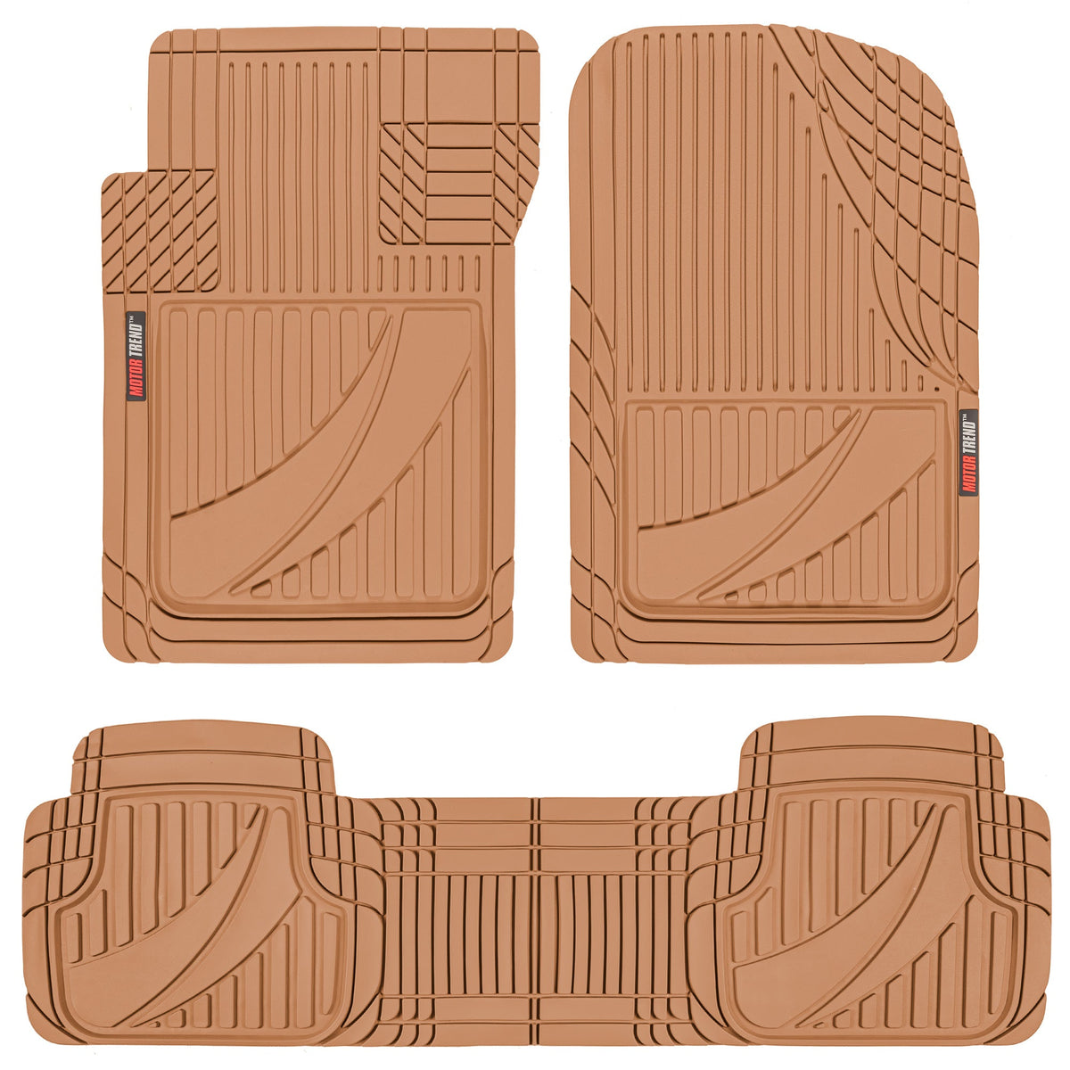 MotorTrend 3-Stück FlexTough Advanced Gummi Mehrkanal-Frontbodenmatten und hintere Bodenmatte