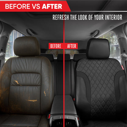 Motor Trend Faux Ledersitzbezüge für LKW, Autos und SUV - Front Black Car Seat Cover Set - Universal Fit für die meisten Automobile - Forros Para Asientos De Carro - CarSeat Cover Zubehör
