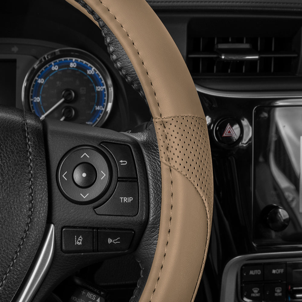MotorTrend Soft Touch Perforierte Mikrofaser-Lenkradabdeckung (Fits 14.5' - 15.5')